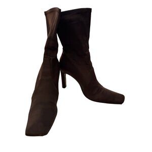 Casadei Black Silk Stretch Sock Boots 90mm Heel Size 10 | Made in Italy